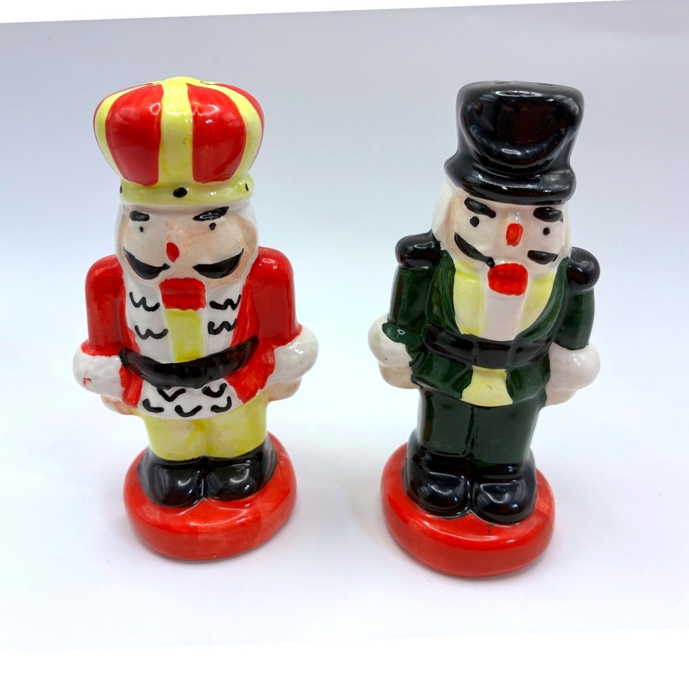 Nutcracker Salt Pepper Shakers OS Multicolor Ceramic Holiday Decor